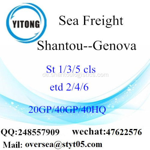 Shantou Port Seefracht Versand nach Genua